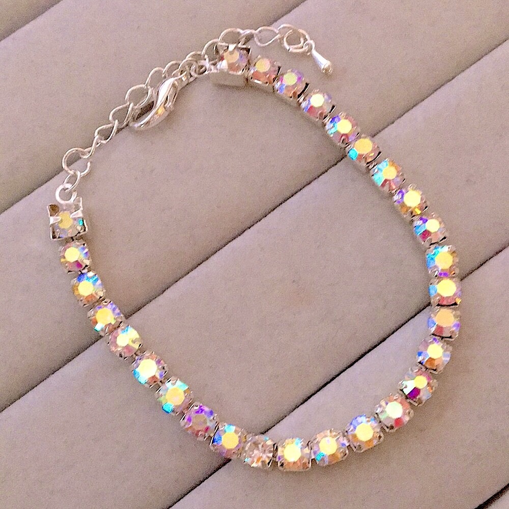 Aurora Borealis + Silver Crystal Tennis Bracelet - Picture 4 of 10